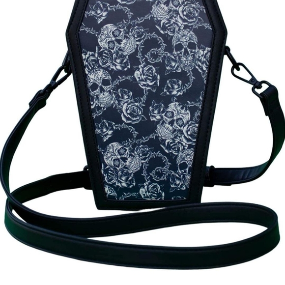 Indigenous American Handbags - Skull Print Coffin Shape Crossbody Purse
